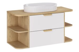 Zestaw meblowy 100cm z blatem i umywalką nablatową Beyond - SET-ASW B CREMONA 100cm LRSM UN Beyond - ASTER WHITE - Biały Mat