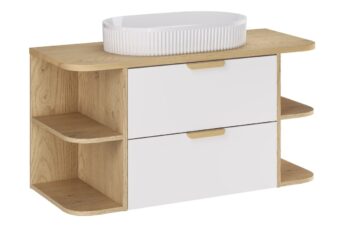 Zestaw meblowy 100cm z blatem i umywalką nablatową Beyond - SET-ASW B CREMONA 100cm LRSM UN Beyond - ASTER WHITE - Biały Mat