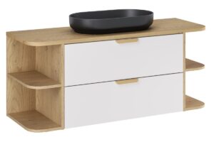 Zestaw meblowy 120cm z blatem i umywalką nablatową River - SET-ASW B CREMONA 120cm UN River - ASTER WHITE - Biały Mat