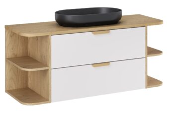 Zestaw meblowy 120cm z blatem i umywalką nablatową River - SET-ASW B CREMONA 120cm UN River - ASTER WHITE - Biały Mat