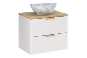 Zestaw meblowy 60cm z blatem i umywalką nablatową PATI - SET-ASW B CREMONA 60cm UN PATI - ASTER WHITE - Biały Mat