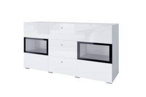 Komoda BAROS 2497BM26 - Biały Laminat / Biały Połysk