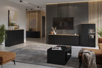 Zestaw Mebli Do Salonu MODO 24W5OJ 25 26 44 45 - Czarny / Dąb Mauvella