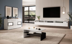 Zestaw Mebli Do Salonu BAROS 2497BM 26 40 99 - Biały Laminat / Biały Połysk