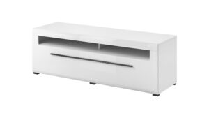 Szafka RTV TULSA 2497FJ40 - Biały Laminat / Biały Połysk