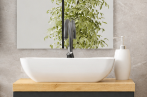 Umywalka Łazienkowa Ceramiczna Nablatowa Biała Prostokątna LA