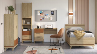 Zestaw mebli młodzieżowych Scandi - 24D5OH 03 34 38 88 - Dąb Olejowany / Ceglany