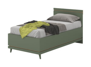Łóżko Scandi 100 x 200 cm - 24GDOH34 - Zgaszona Zieleń / Dąb