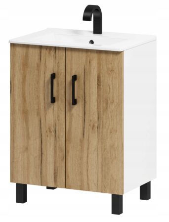Szafka Łazienkowa Pod Umywalkę Viki 60 cm - Dąb Craft Złoty/Biały