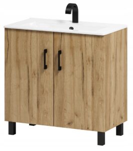 Szafka Łazienkowa Pod Umywalkę Viki 80 cm - Dąb Craft Złoty/Biały
